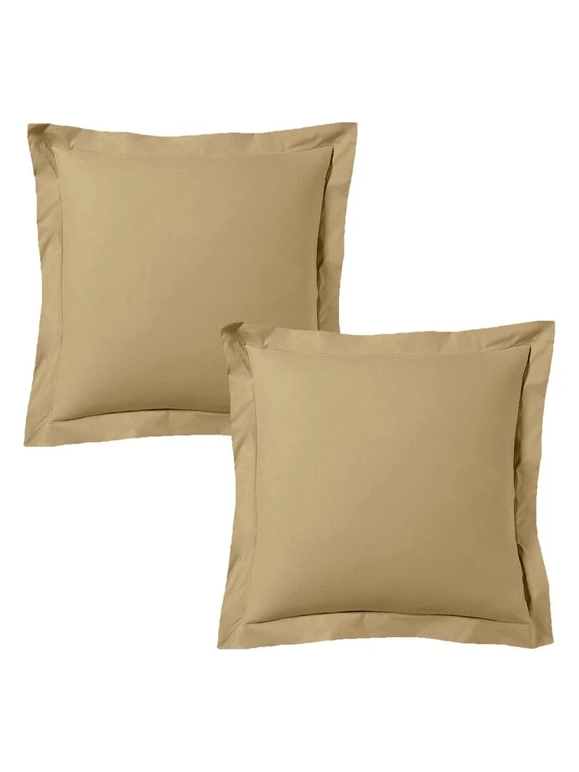 Blanc Avenue Lot De 2 Taies D'oreiller 63x63 Cm Satin De Coton Beige