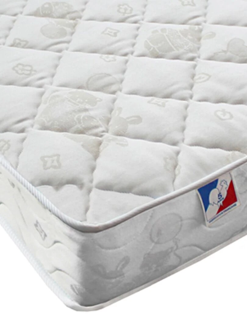 Matelas Bébé Ressorts aérés Fabriqué en France Blanc