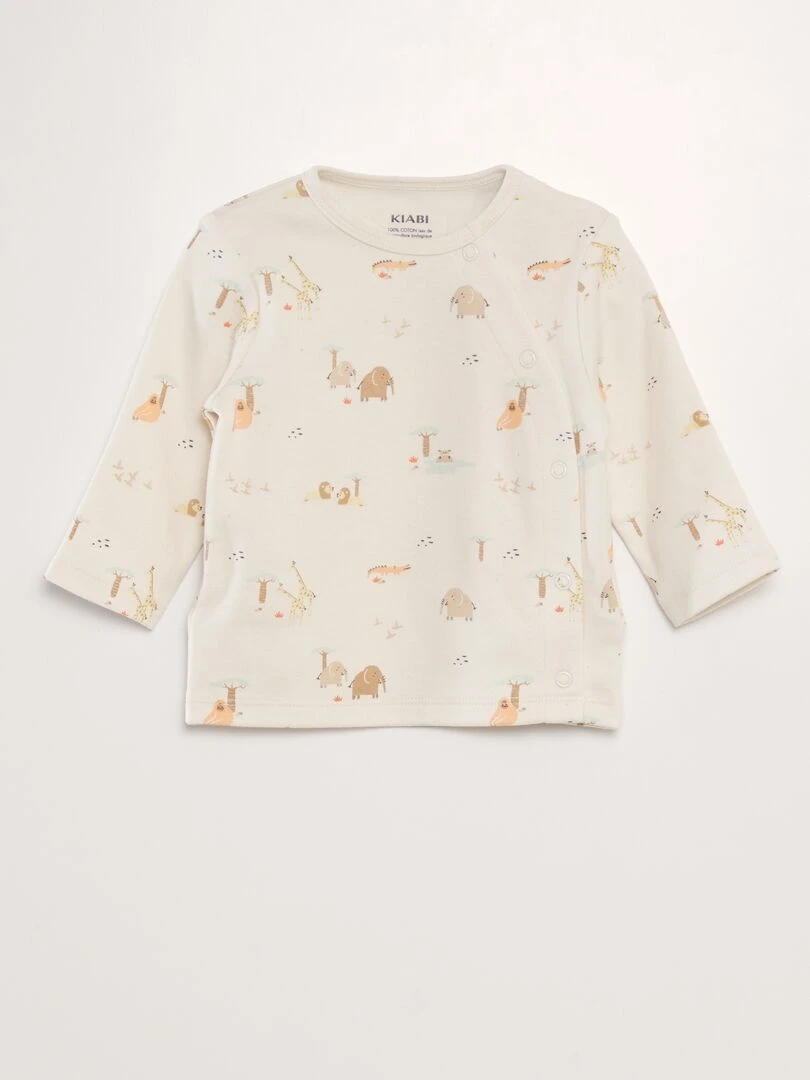 Ensemble pyjama t shirt + pantalon   2 pièces   Ecru