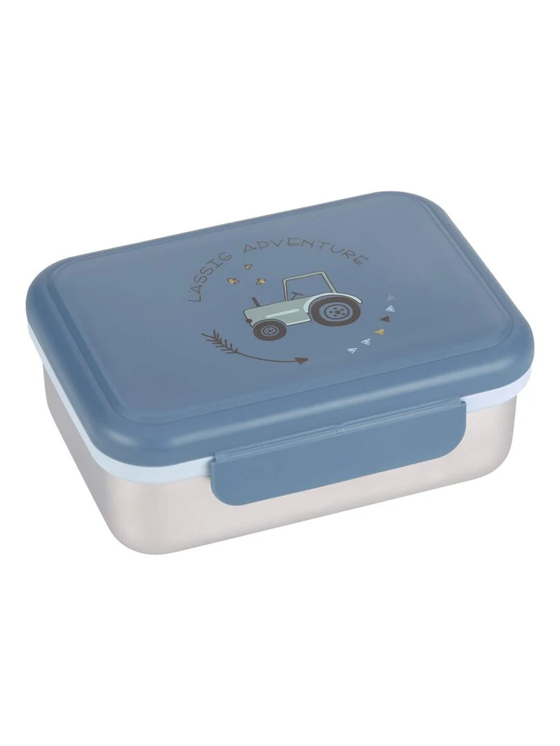 Boîte à goûter en inox Tracteur Bleu