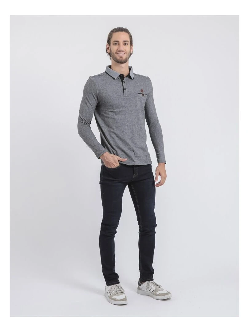 Polo manches longues pur coton PIWANGA   Noir