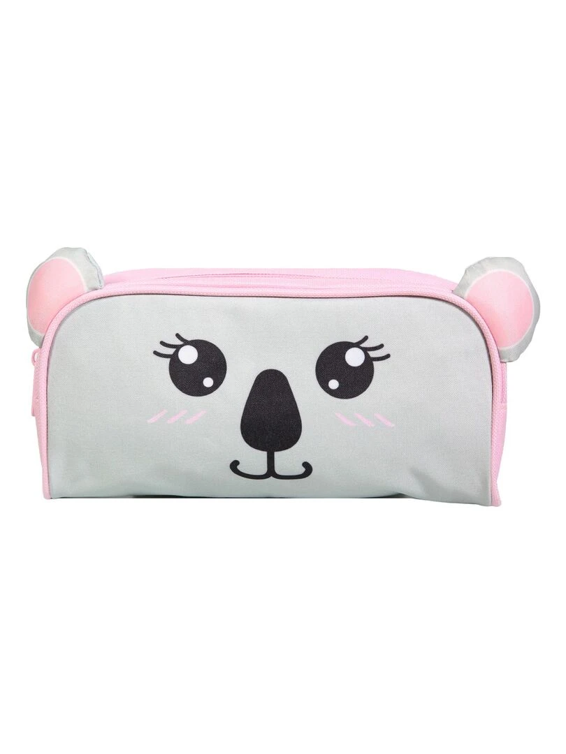 BAGTROTTER Trousse scolaire rectangulaire Kids Grise Koala Gris