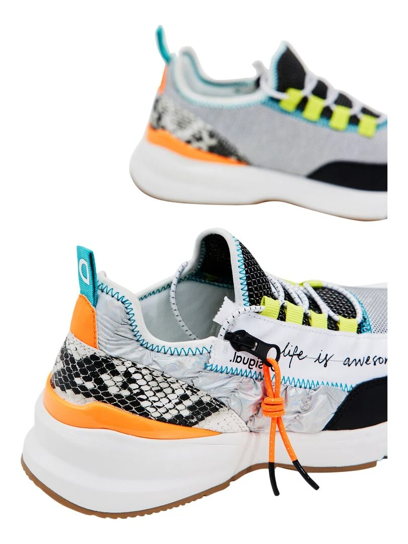 Basket à Lacets Desigual Moon Zipper Snake   Blanc