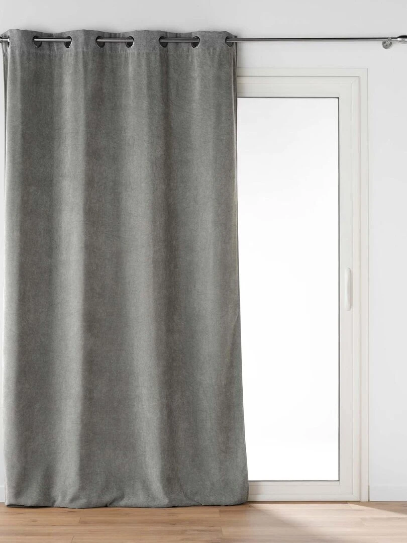 Rideau tamisant en velours uni Gris