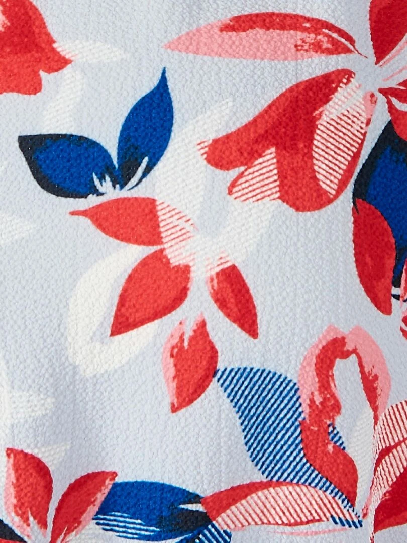 Robe tissu crêpe reliéfé à fleurs   Damart   Rouge