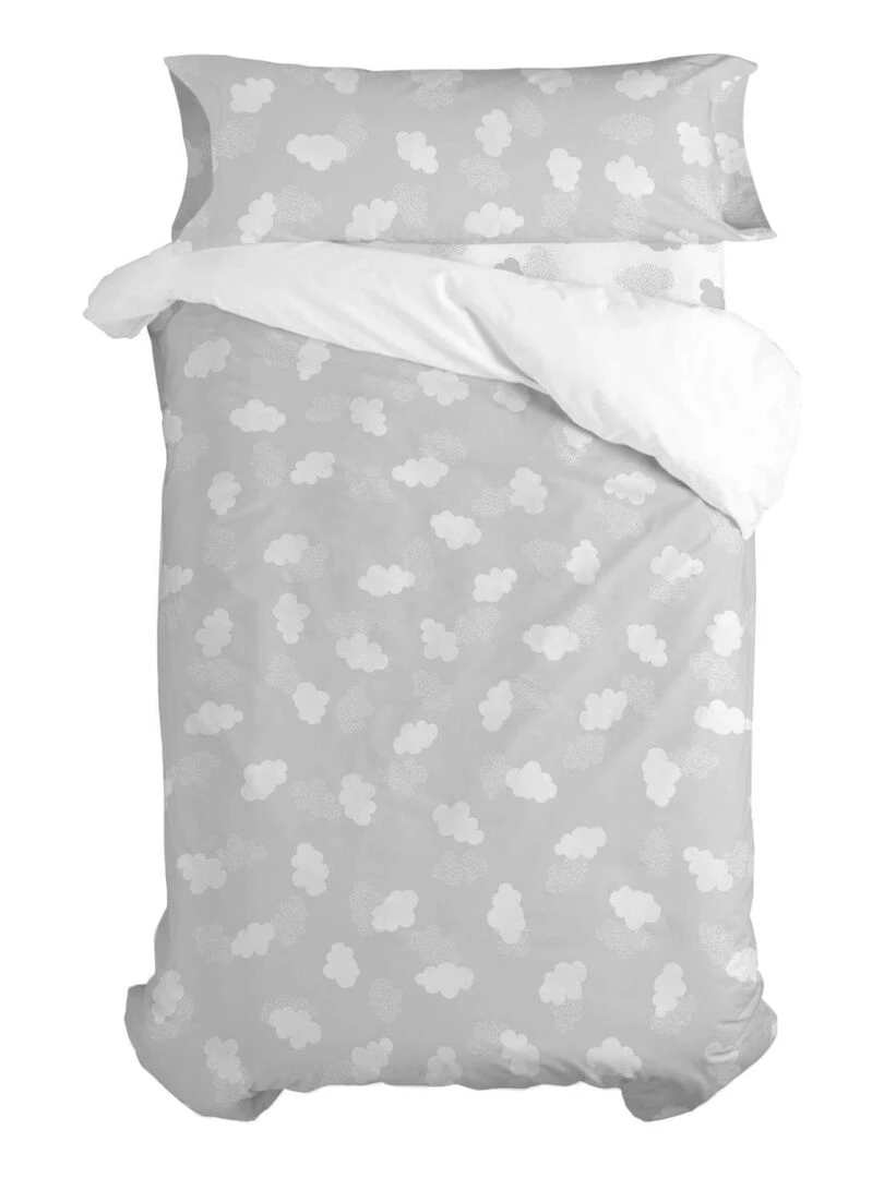 Parure housse de couette 2 pièces Clouds "Happyfriday"   Beige