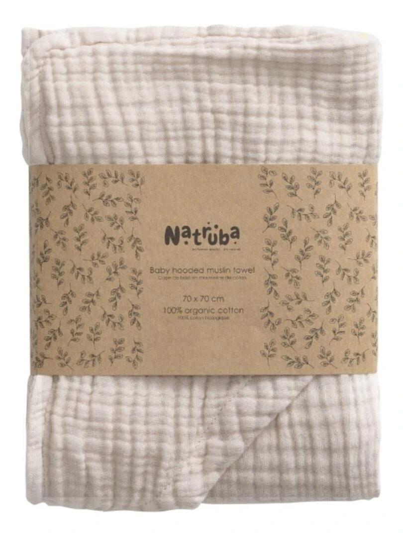 Cape de bain en coton bio crème Ecru