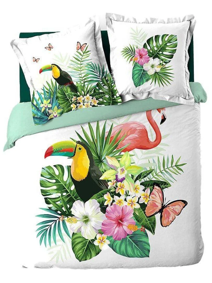 Housse de couette + 2 taies d'oreiller Honolulu Vert