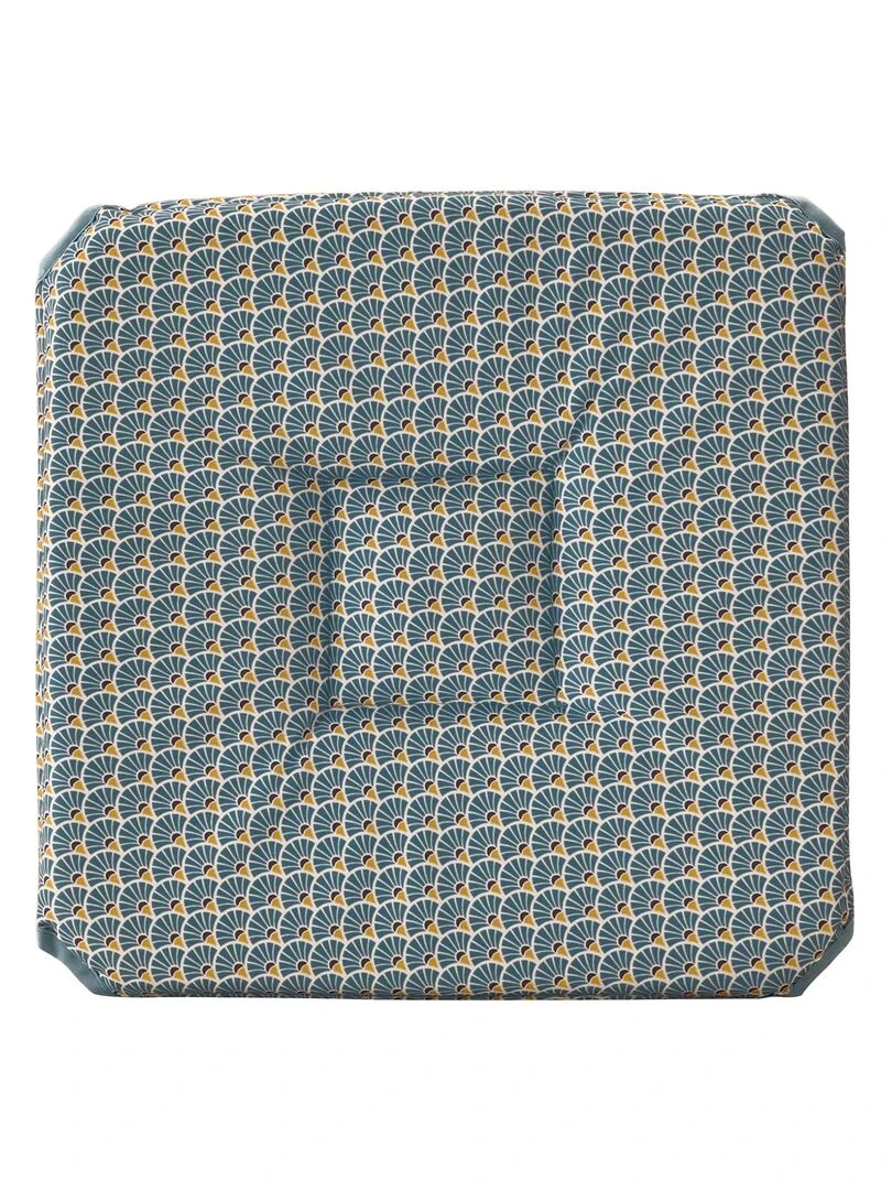 Galette de chaise anti taches à rabats Paon bleu foncé Bleu foncé