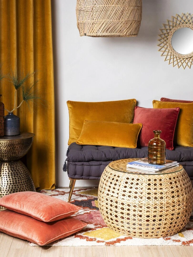 Rideau en velours 'Deko&co'   Orange