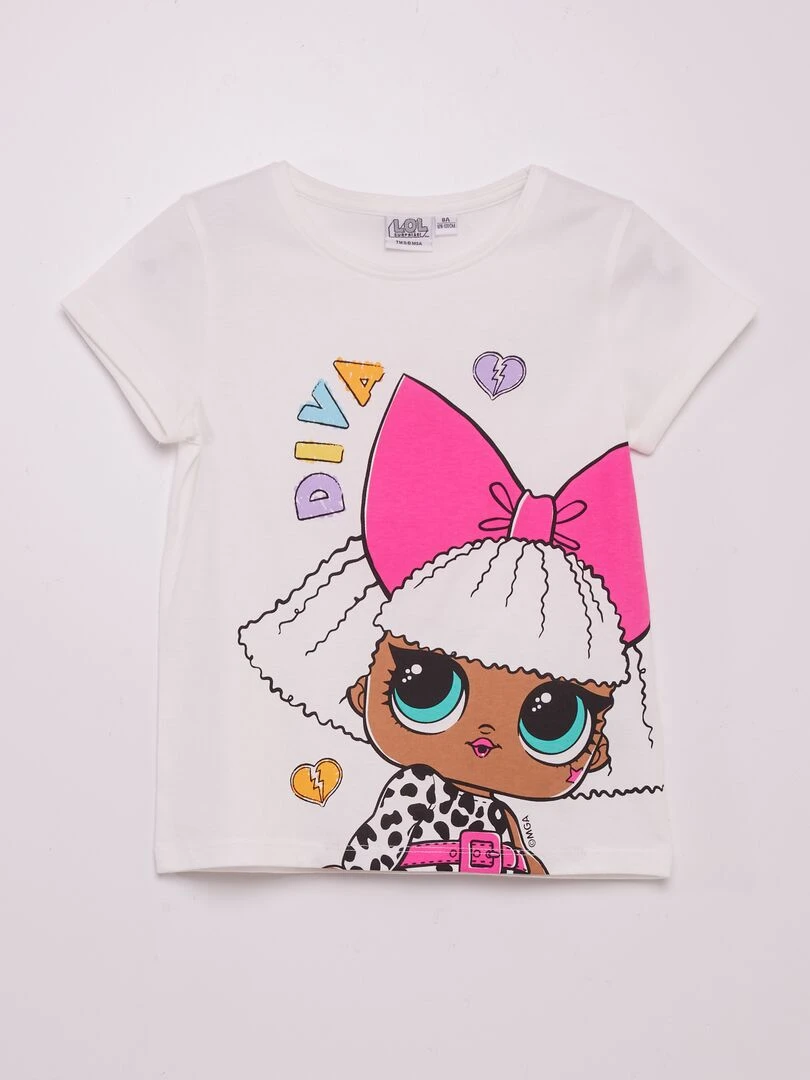 T shirt imprimé 'LOL' blanc