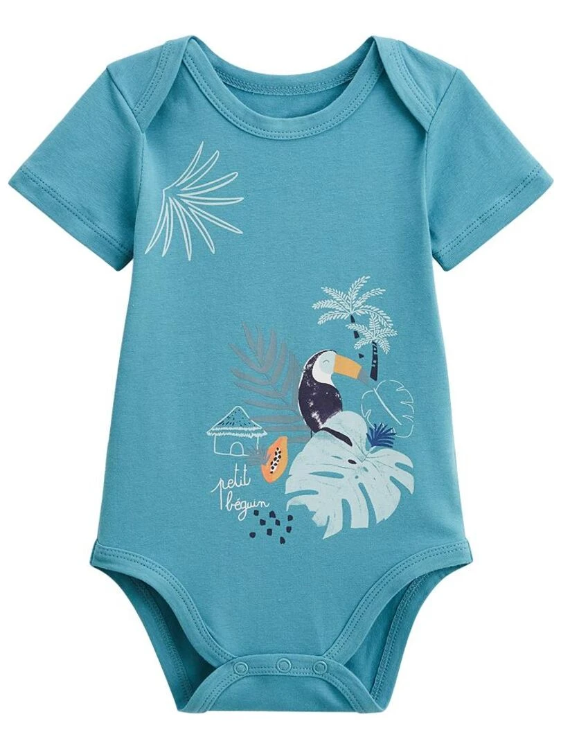 Lot de 2 bodies bébé manches courtes Athi Bleu