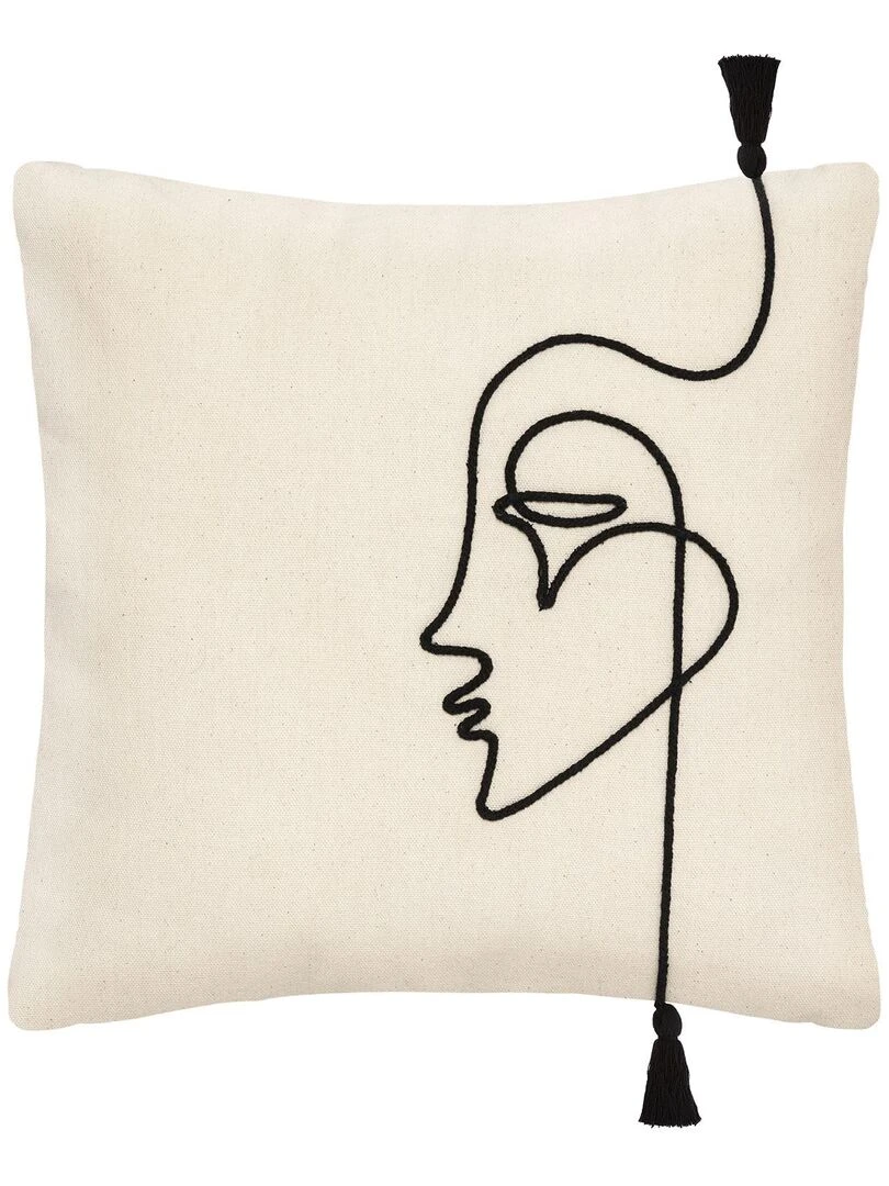 Housse de coussin visage en corde Beige coquille