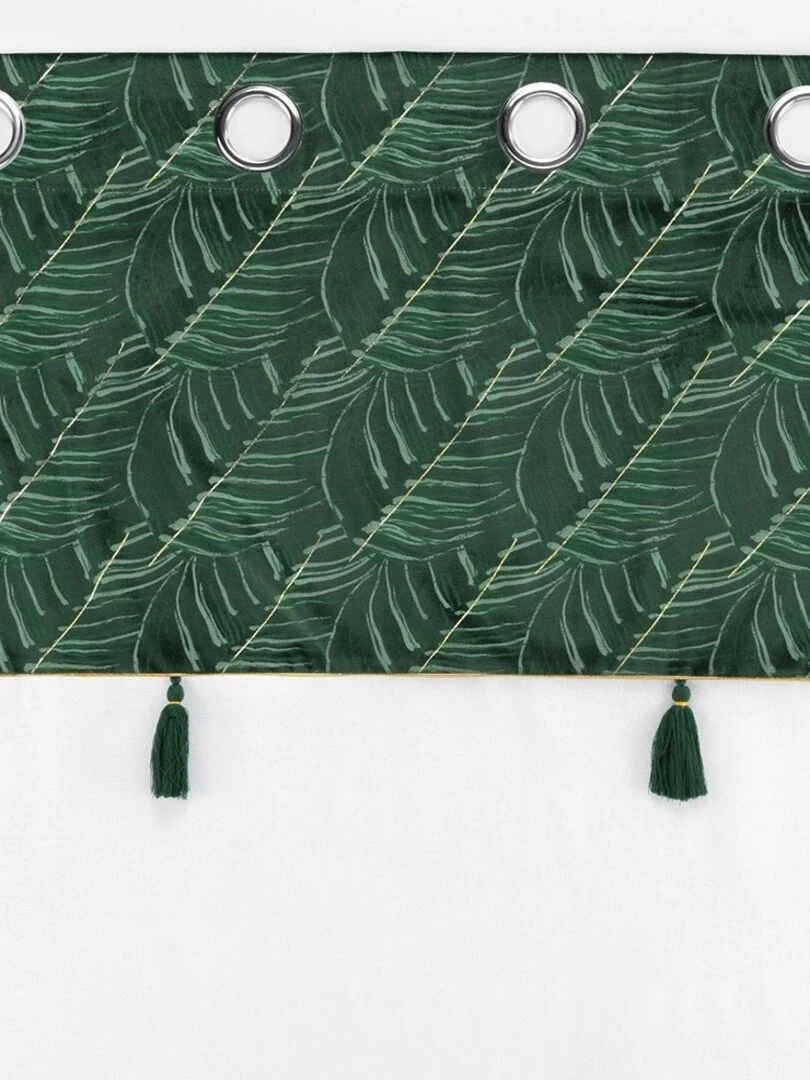 Voilage à œillets 140x240 sable top velours pompon Palmina vert   Vert