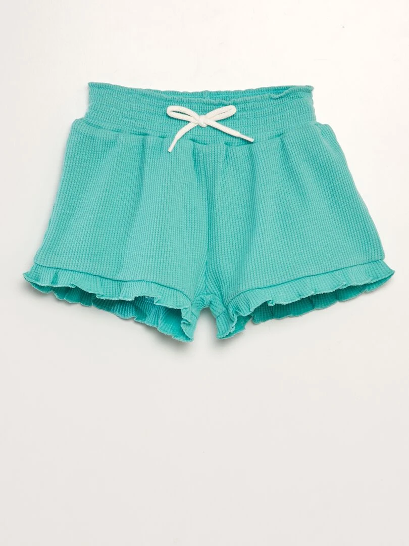 Short en nid d'abeilles bleu vert