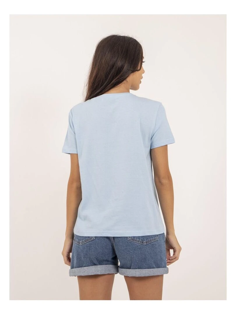 T shirt col rond pur coton FABIANA   Bleu clair