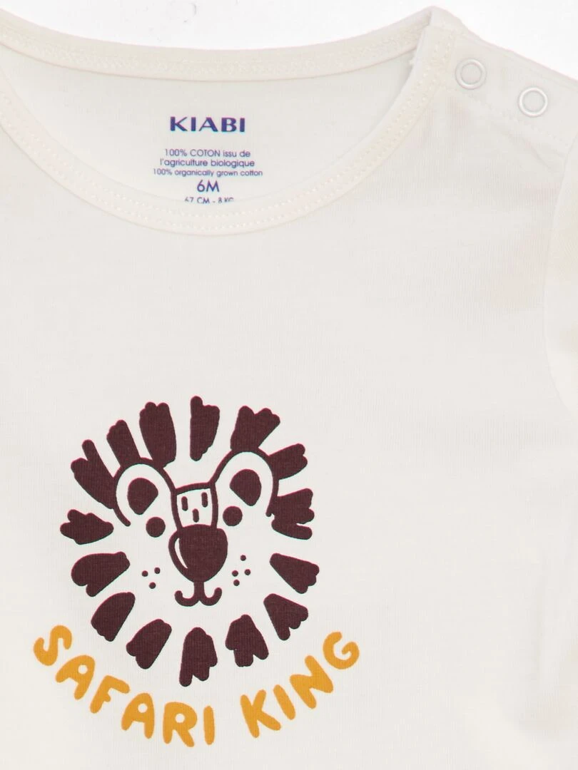 Ensemble T shirt + short en coton   2 pièces   Blanc / jaune