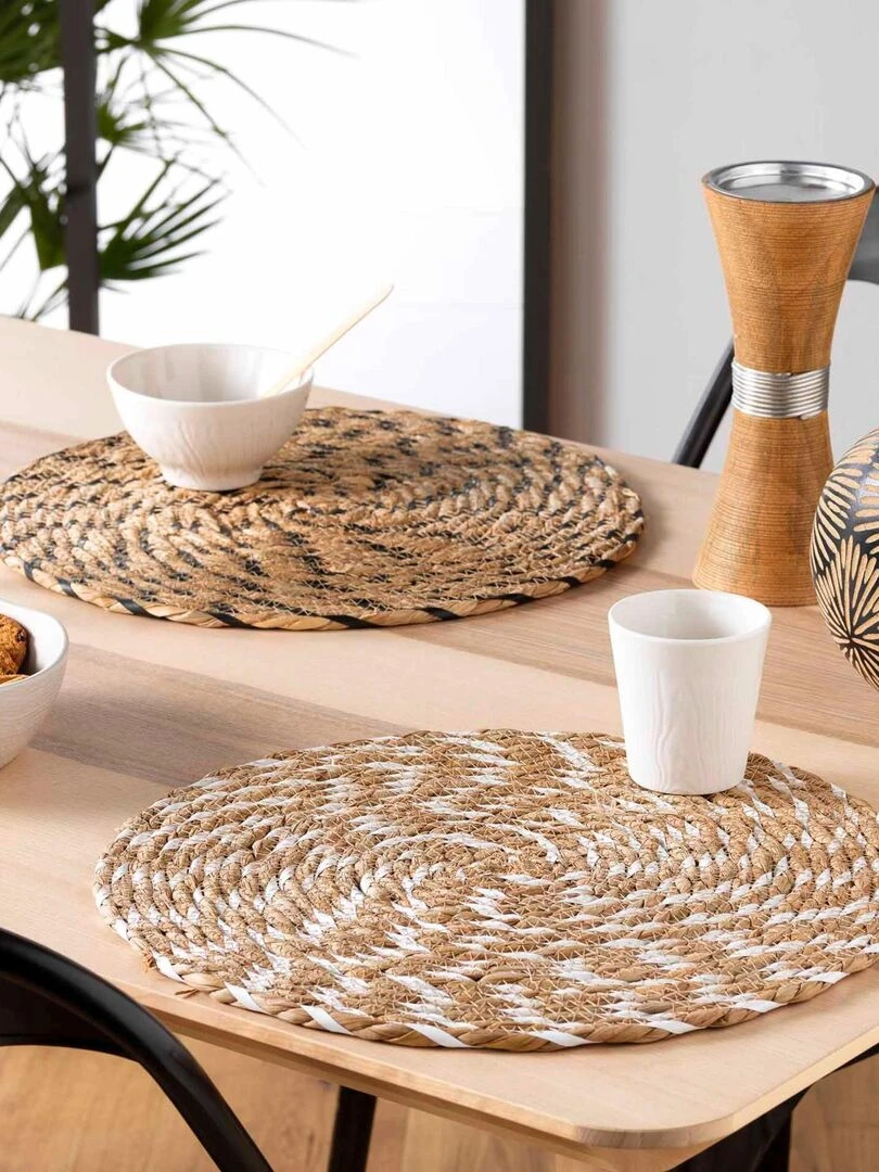Set de table en paille de jonc   Noir