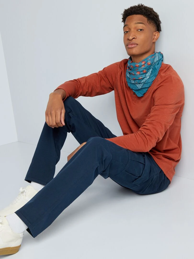 Pantalon droit à multi poches +1m90 L38 Bleu