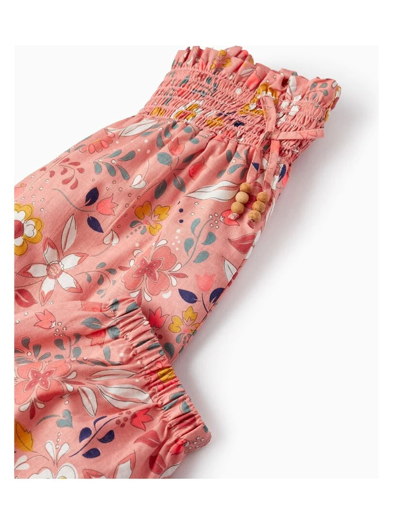 Pantalon En Coton À Motif Floral Pour Fille   Orange clair