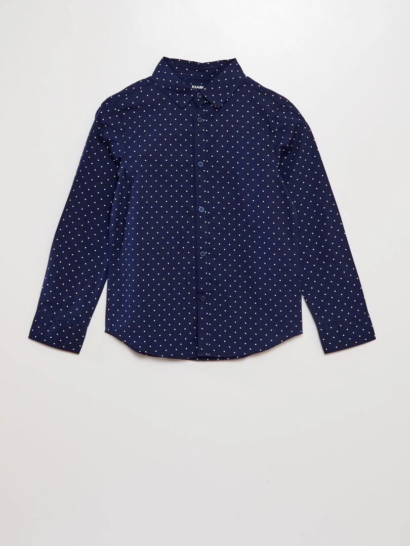 Chemise en popeline imprimée Bleu pois