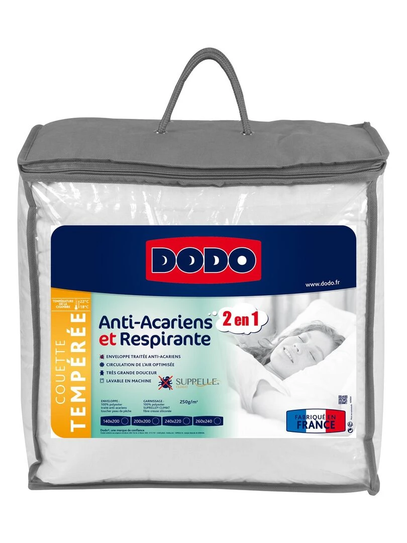 Couette anti acariens et respirante DODO   Blanc
