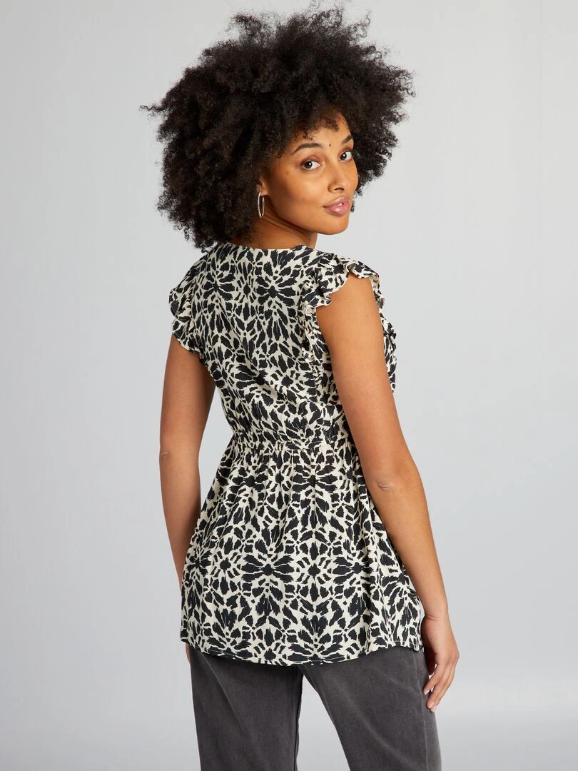 Chemisier volantée grossesse   Blanc/noir