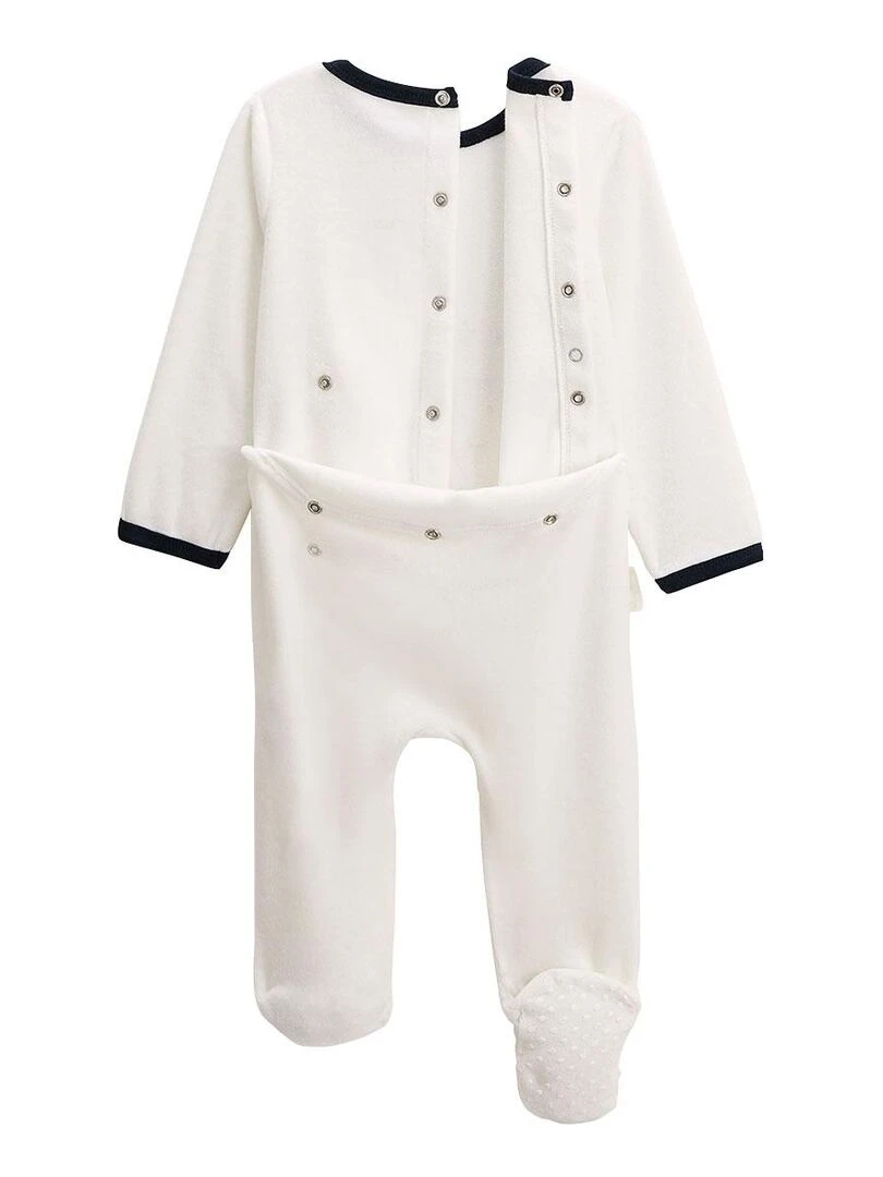 Pyjama bébé en velours Bisou Magique   Ecru