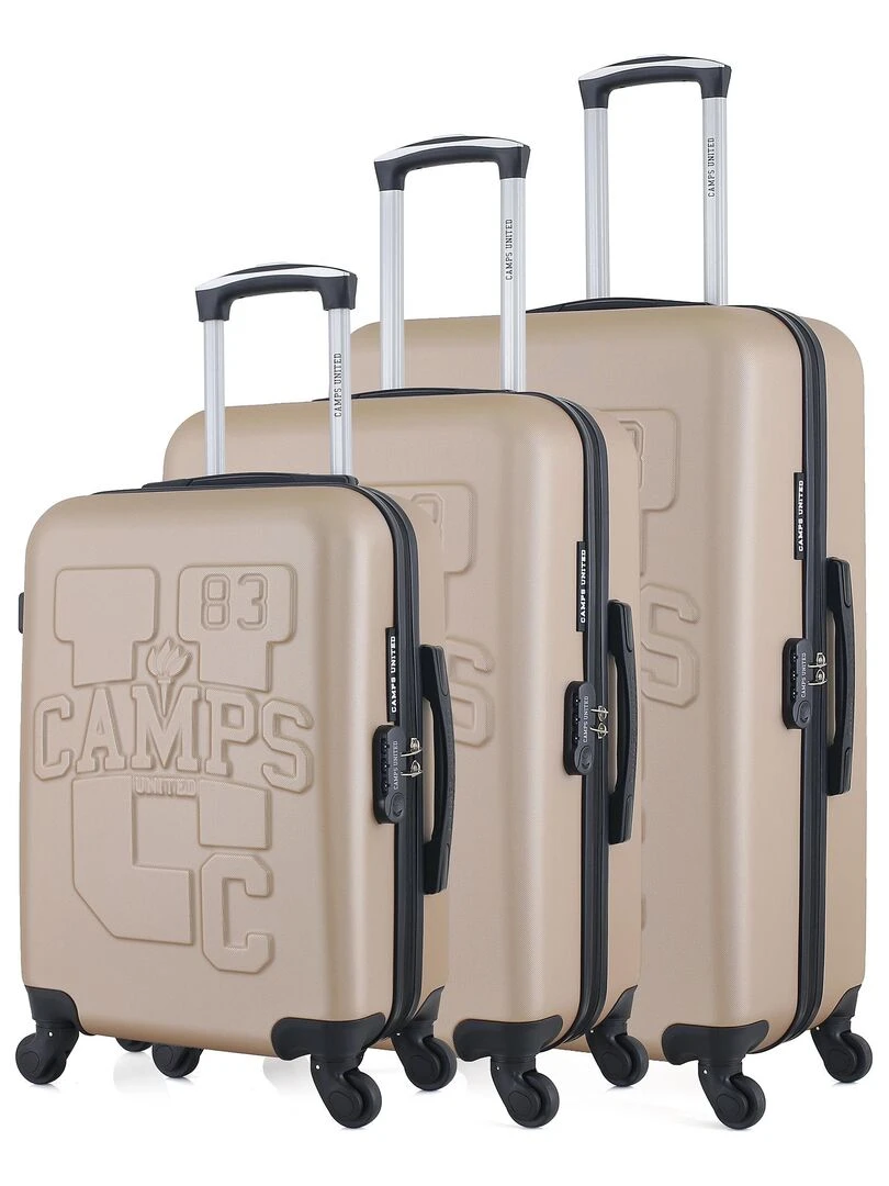 CAMPS UNITED SET DE 3 VALISES ABS MASSACHUSETTS Beige