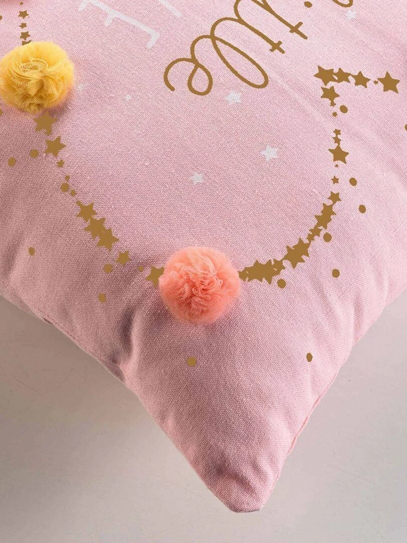 Coussin 40x40 cm métallisé Lovely coton   Rose