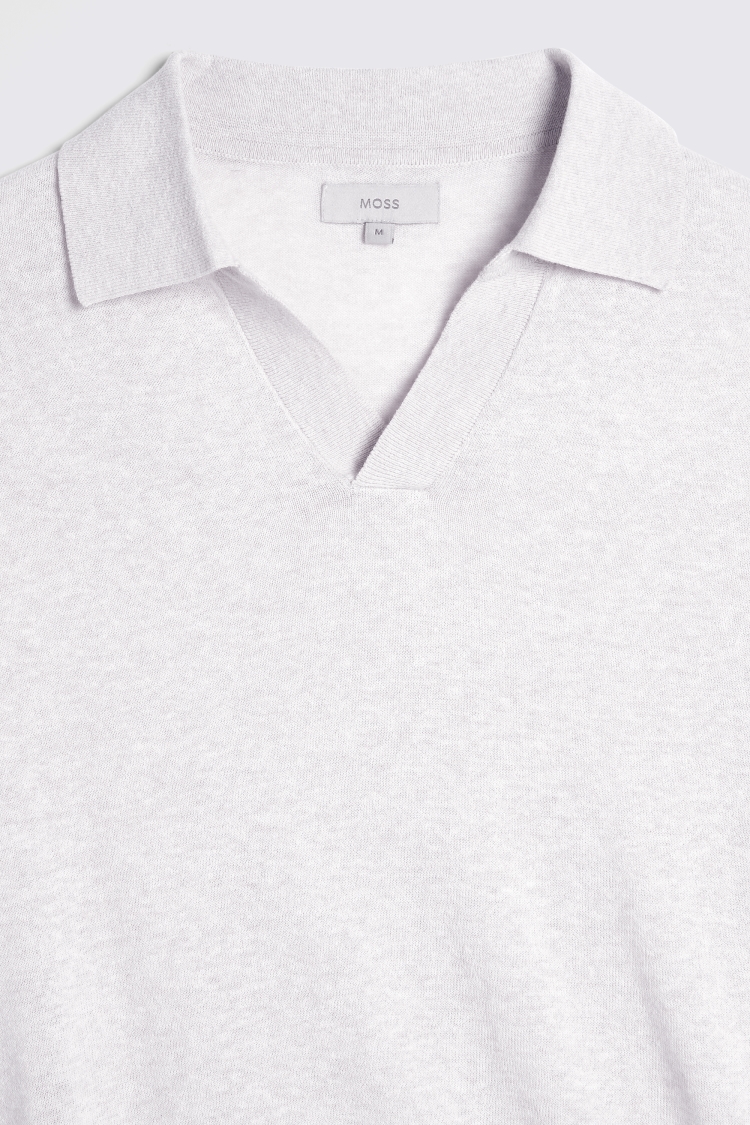 Linen Blend Ink Blue Skipper Polo   Buy Online at Moss