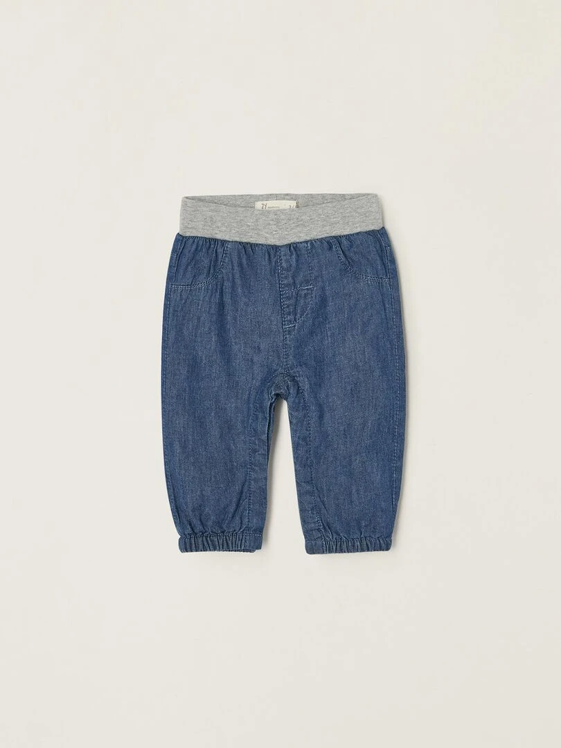 Jean en Coton avec Doublure en Jersey Nouveau Né ESSENTIALS LINE Bleu