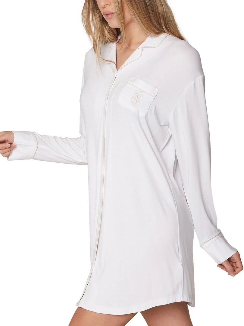 Chemise de nuit manches longues Night Soft   Blanc