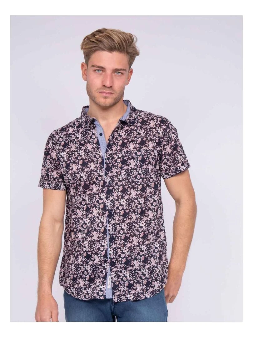 Chemise manches courtes pur coton DELEXI Bleu marine