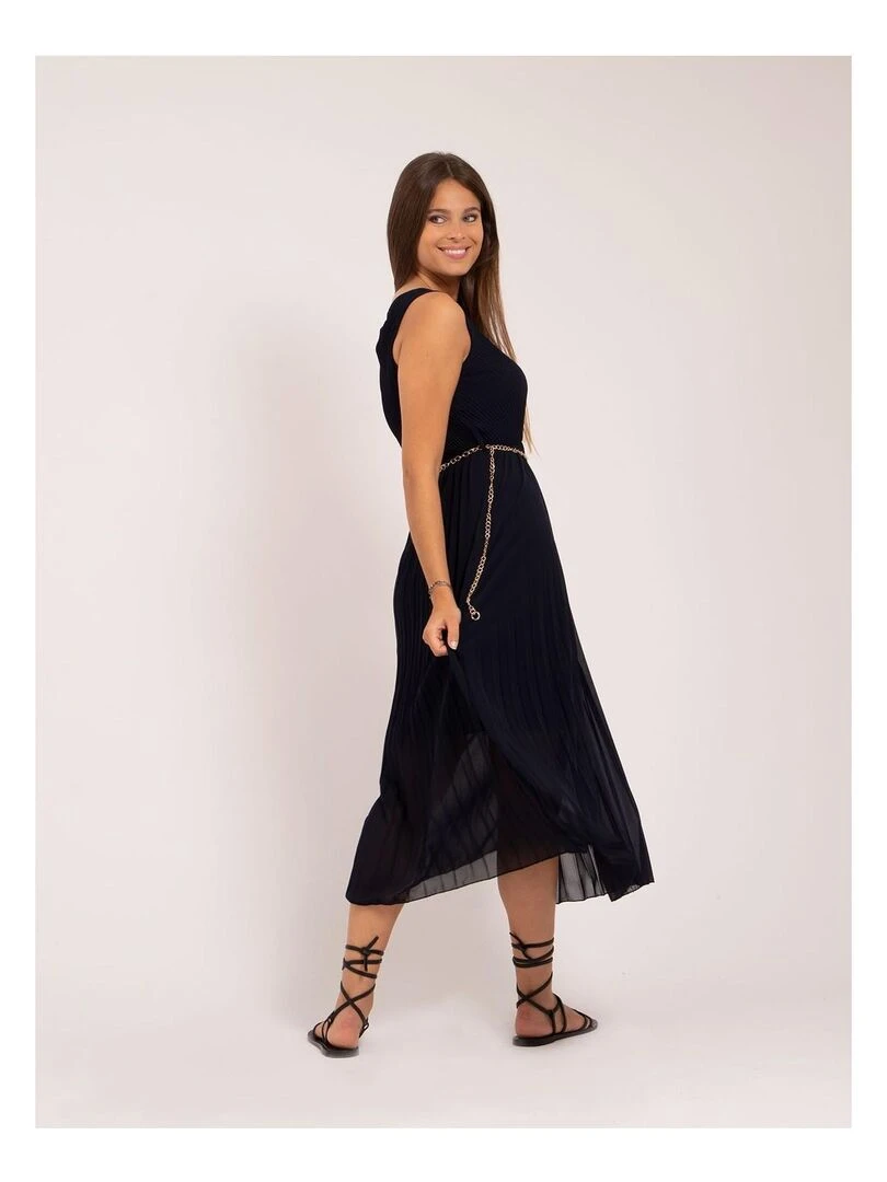 Robe longue plissée IANESSA Bleu marine