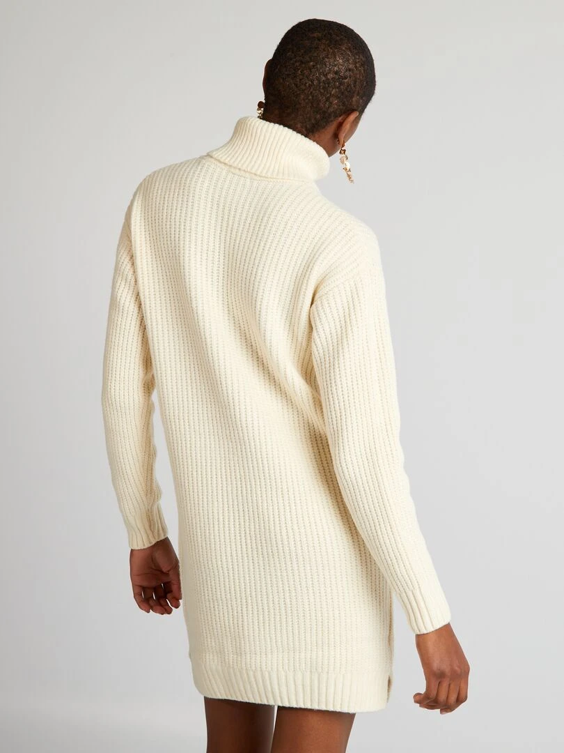 Robe pull en maille épaisse   Ecru