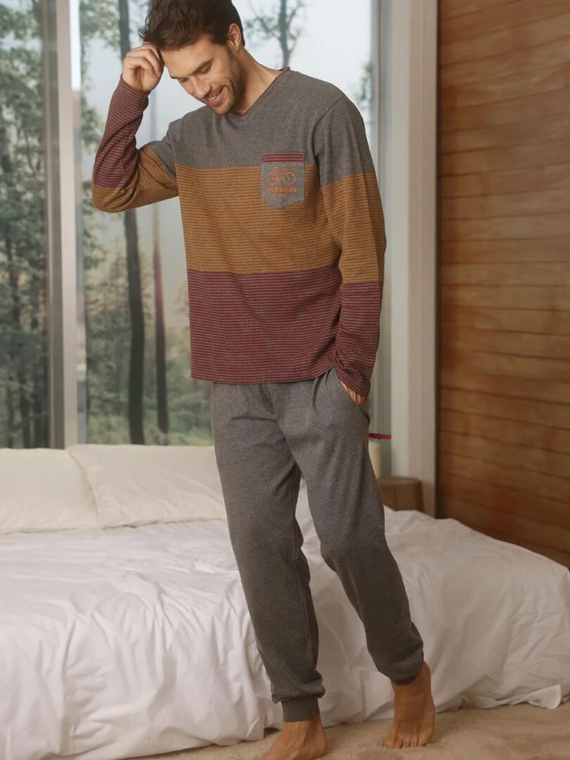 Pyjama pantalon et haut Rayas Fixie Bikes   Gris