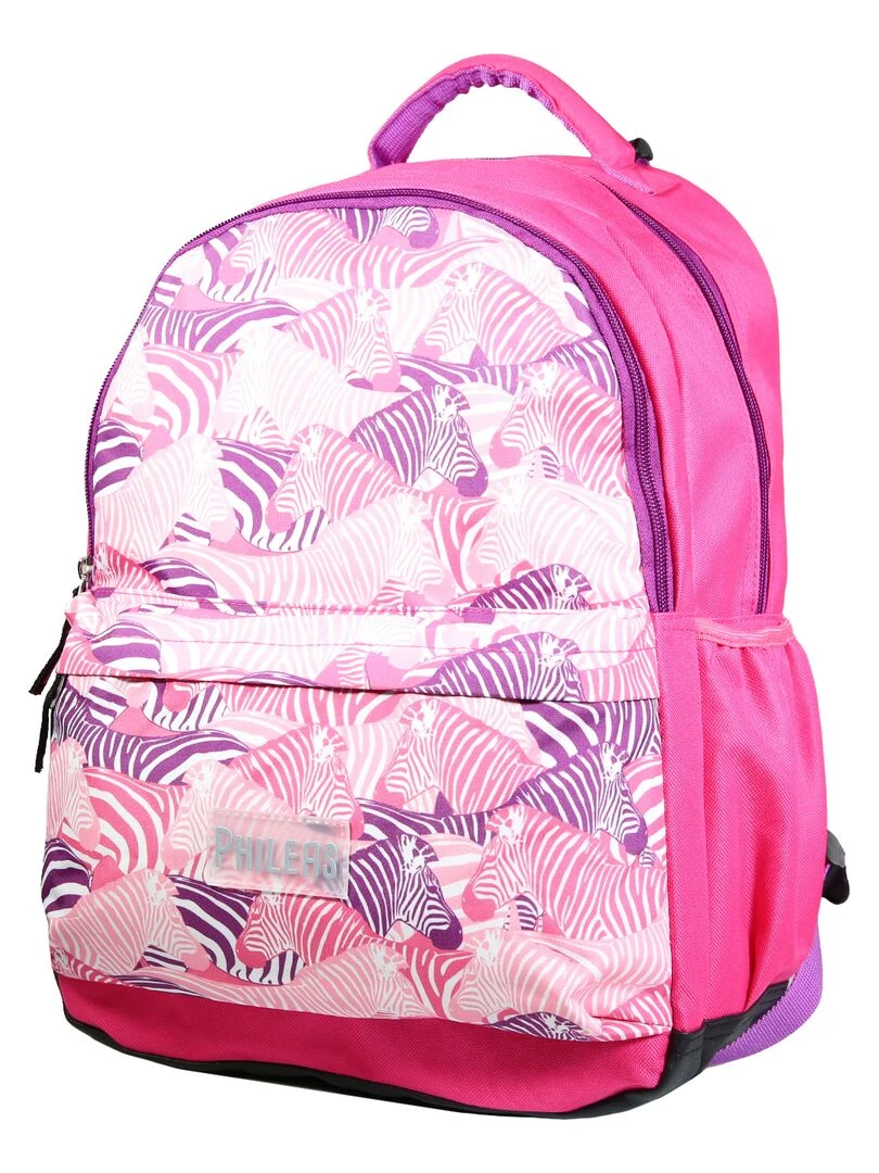 BAGTROTTER Sac à dos 2 compartiments Phileas Rose Zèbre Rose