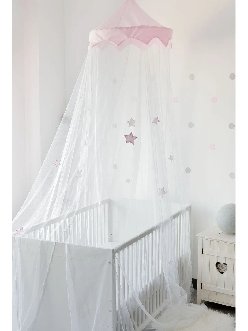 Ciel de lit bébé bébé Trois Kilos Sept Rose
