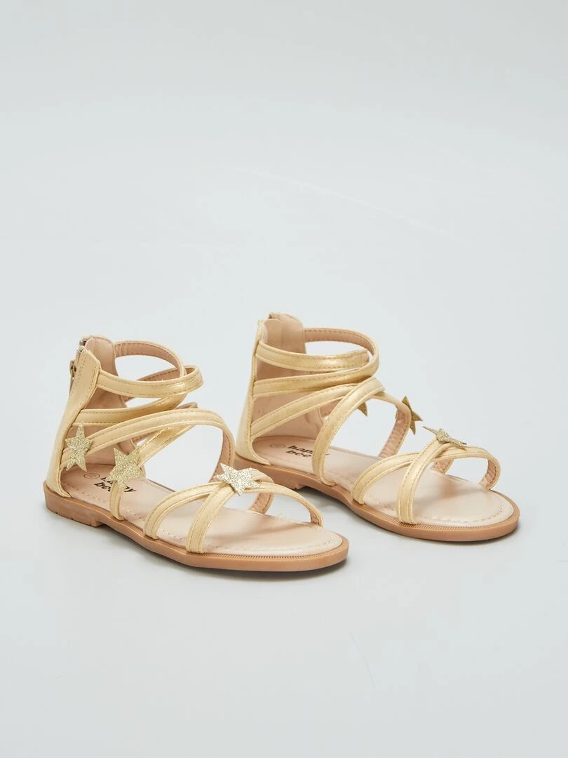 Sandales plates avec étoiles fantaisies Beige