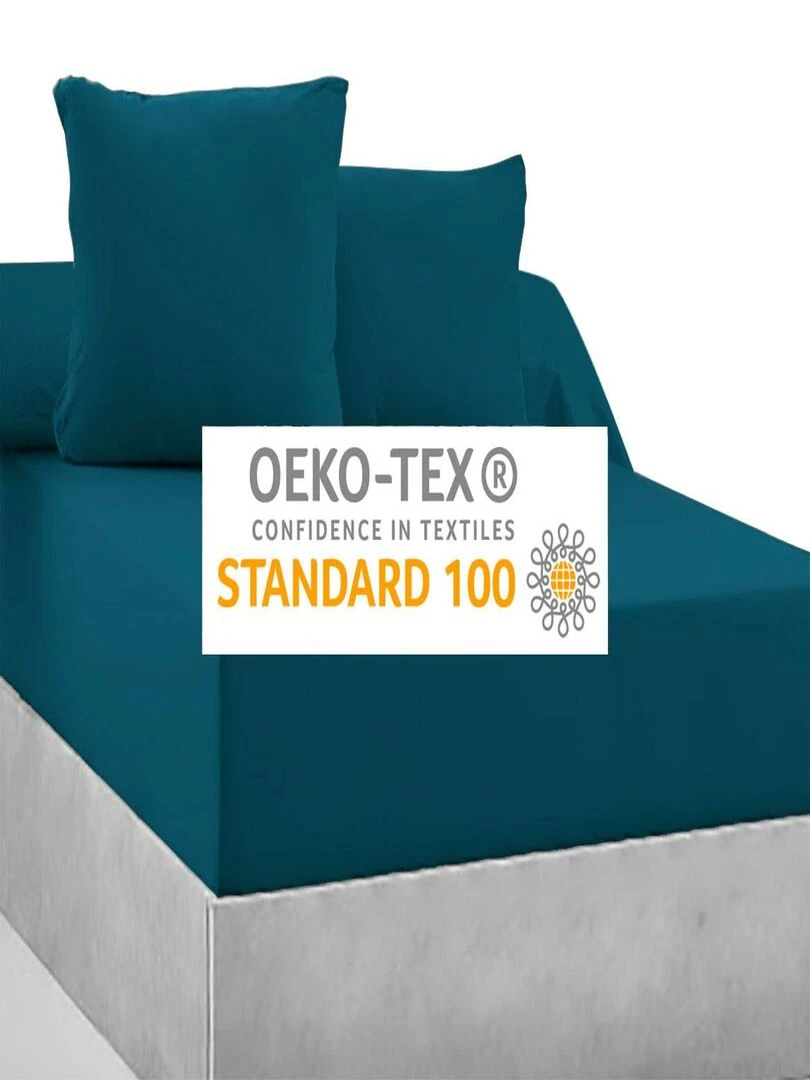 2 Taies d'Oreiller 63 x 63 cm   Bleu Canard   Bleu canard