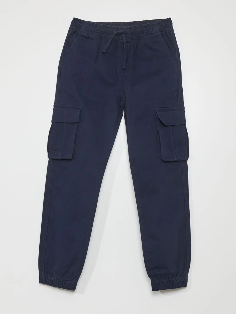 Pantalon stretch multipoches bleu marine