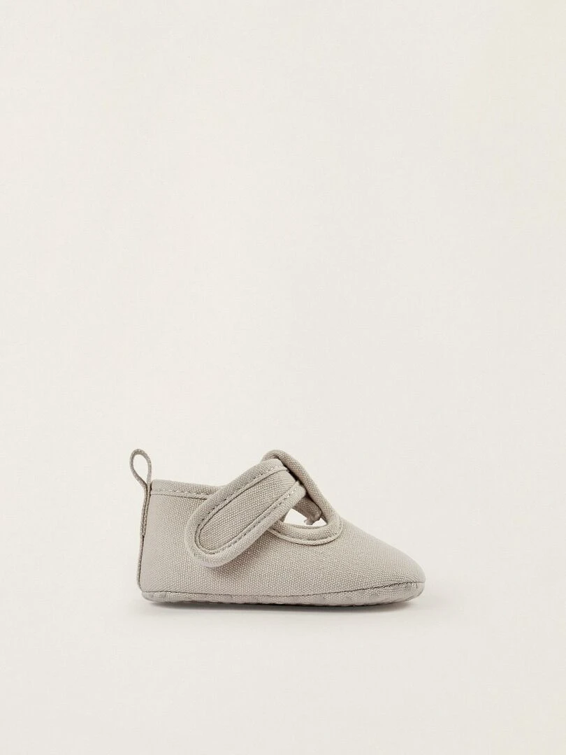 Chaussures en sergé pour nouveau né  ATLANTIC COMPANY   Gris clair