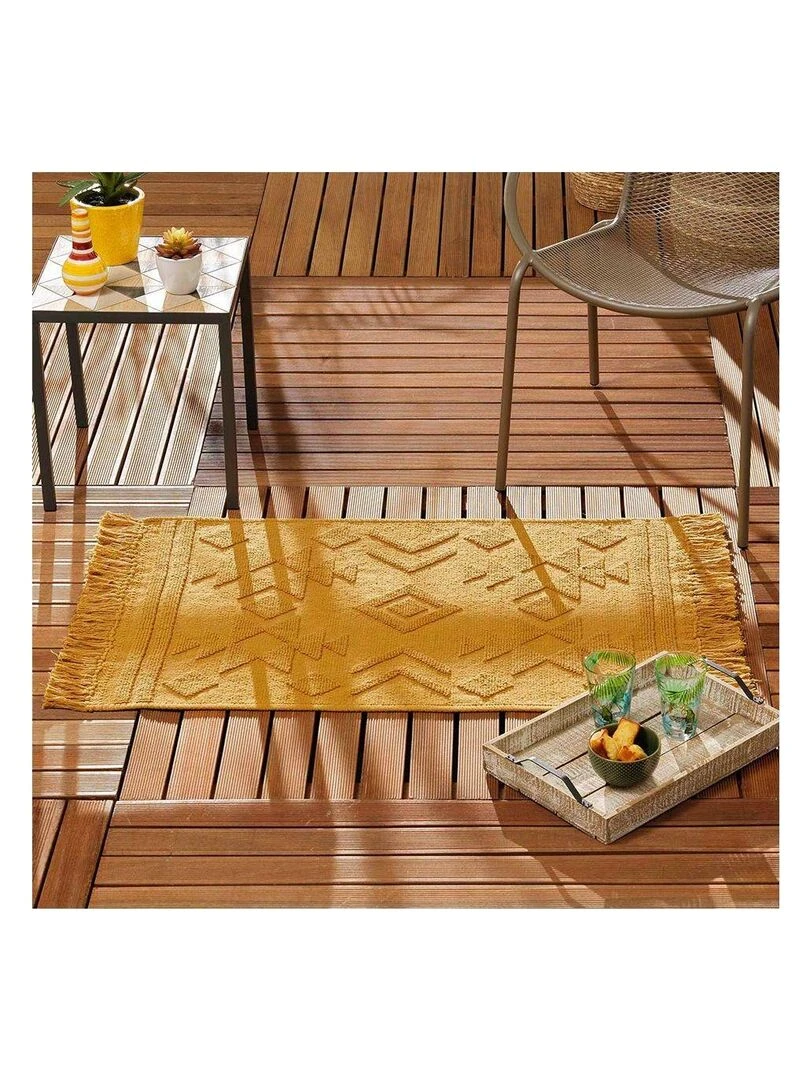 Tapis rectangle à franges Cilaos   Jaune or
