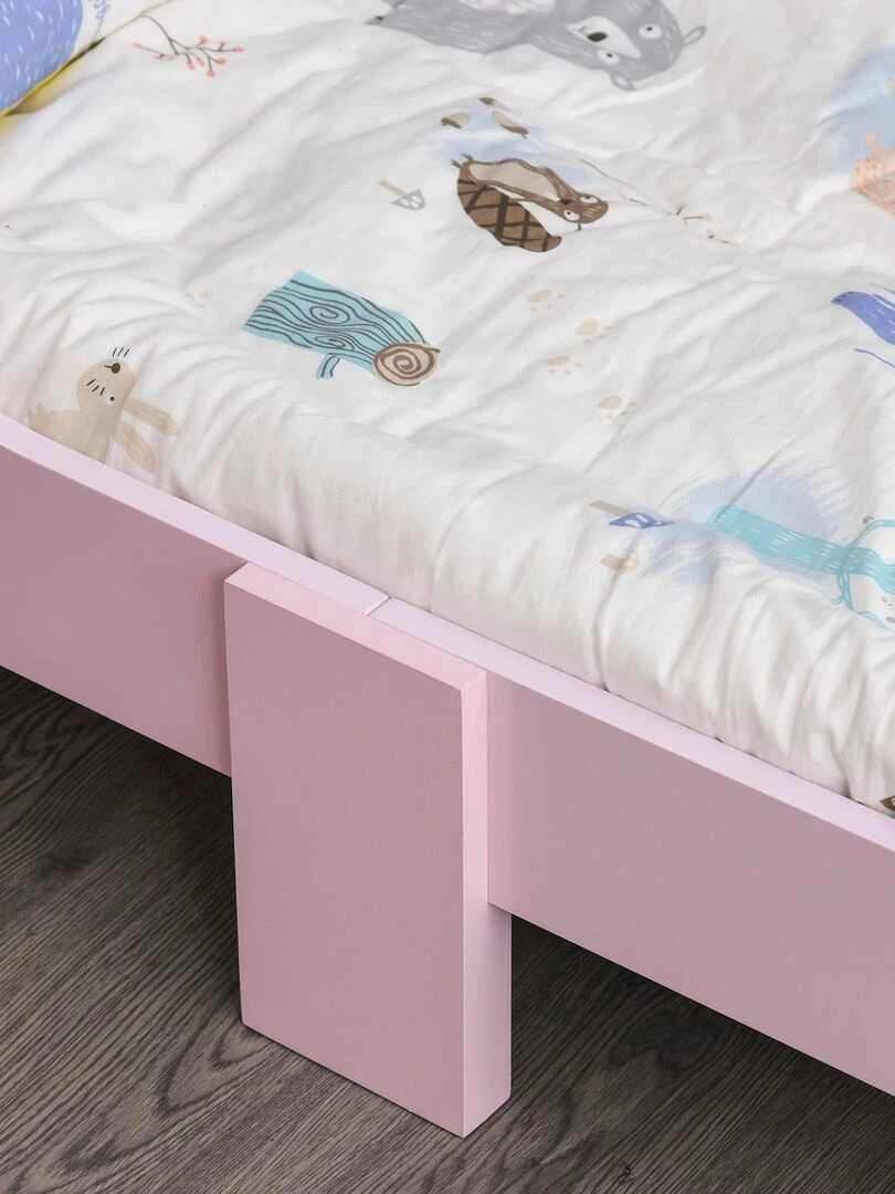 Lit d'enfant design princesse motif couronne   sommier à lattes inclus   MDF contre plaqué rose   Rose