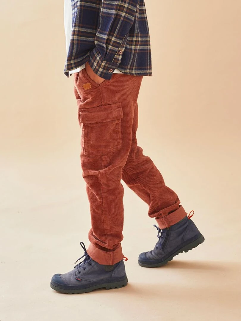 Pantalon cargo velours côtelé caramel Noukie's Marron