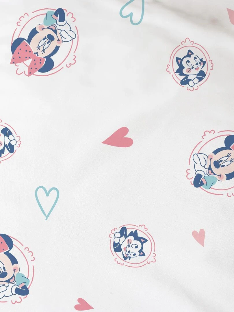 Parure de lit imprimée 100% coton  DISNEY HOME MINNIE LITTLE FRIEND   Blanc
