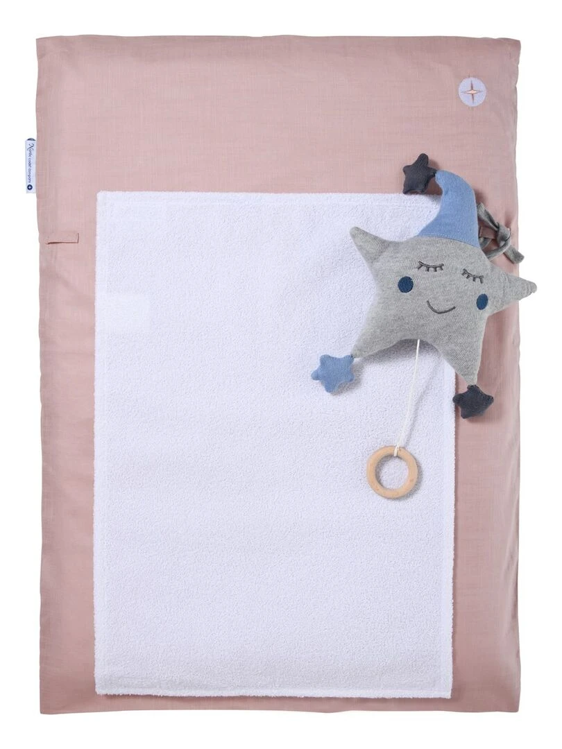 Matelas à langer lavable en coton 50 x 70 cm   Rose pâle