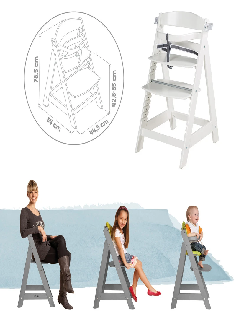ROBA Chaise Haute Évolutive "Sit Up Click & Fun" + Table À Manger   Blanc
