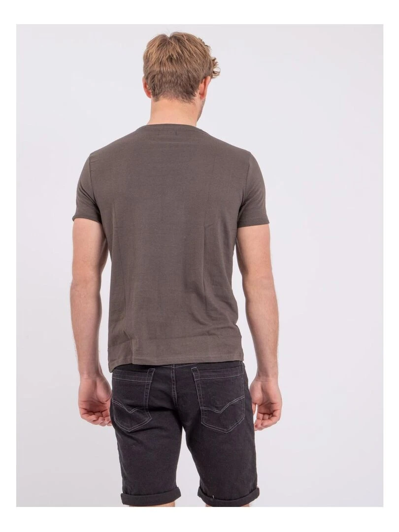 T shirt manches courtes col rond pur coton NOTEDY   Gris